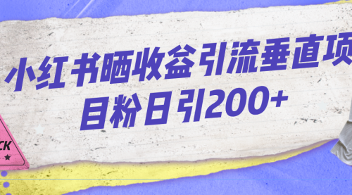 【副业项目7194期】小红书晒收益图引流垂直项目粉日引200+-易学副业
