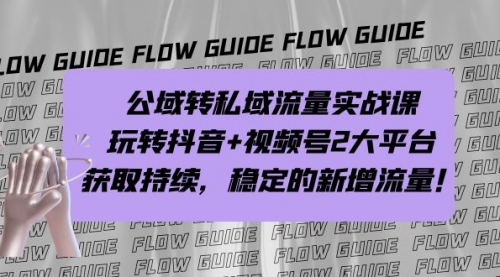 【副业项目7222期】公域转私域流量实战课，玩转抖音+视频号2大平台，获取持续，稳定的新增流量-易学副业