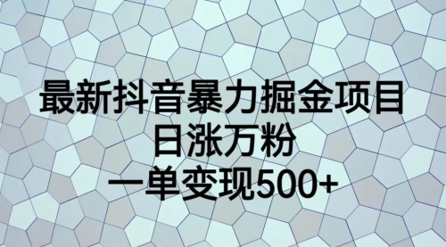 【副业项目7237期】抖音暴力掘金项目，日涨万粉，多种变现方式，一单变现可达500+-易学副业