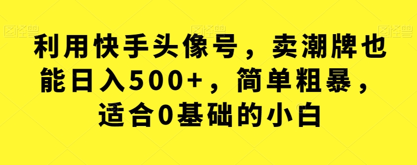 【副业项目7527期】利用快手头像号，卖潮牌也能日入500+，简单粗暴，适合0基础的小白【揭秘】-易学副业