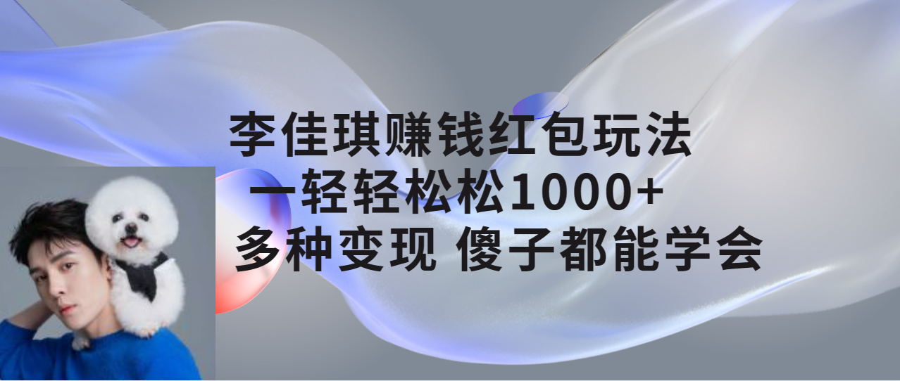 【副业项目7612期】李佳琪赚钱红包玩法，一天轻轻松松1000+，多种变现，傻子都能学会-易学副业