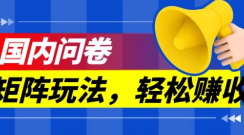 【副业项目7605期】保姆级教程，国内问卷矩阵玩法，轻松赚收益-易学副业