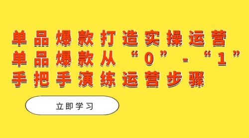 【副业项目7711期】单品爆款打造实操运营，单品爆款从“0”-“1”手把手演练运营步骤-易学副业