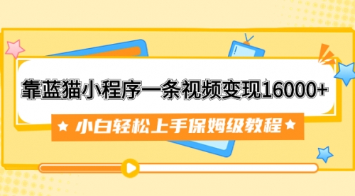 【副业项目7909期】靠蓝猫小程序一条视频变现16000+小白轻松上手保姆级教程（附166G资料素材）-易学副业