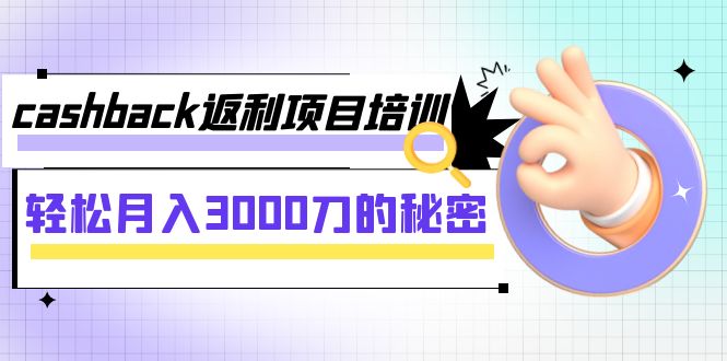 【副业项目8065期】cashback返利项目培训：轻松月入3000刀的秘密-易学副业