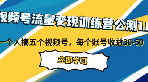【副业项目8026期】视频号流量变现训练营公测1.0：一个人搞五个视频号，每个账号收益30-50-易学副业