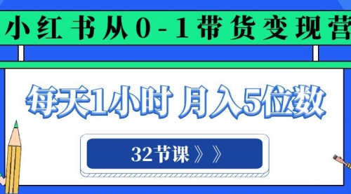 【副业项目8315期】小红书 0-1带货变现营，每天1小时，轻松月入5位数（32节课）-易学副业