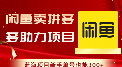 【副业项目8601期】闲鱼卖拼多多助力项目，蓝海项目新手单号也能300+-易学副业