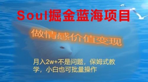 【副业8669期】Soul掘金蓝海项目细分赛道，做情感价值变现，月入2w+不是问题-易学副业