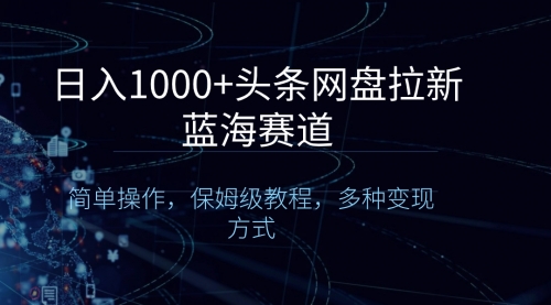 【副业8679期】日入1000+头条网盘拉新蓝海赛道，简单操作，保姆级教程，多种变现方式-易学副业