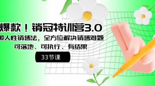 【副业8705期】销冠特训营3.0之顺人性销售法，全方位解决销售难题、可落地-易学副业