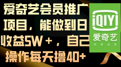 【副业8764期】爱奇艺会员推广项目，能做到日收益5W＋-易学副业