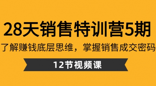 【副业8768期】28天·销售特训营5期：了解赚钱底层思维，掌握销售成交密码（12节课）-易学副业