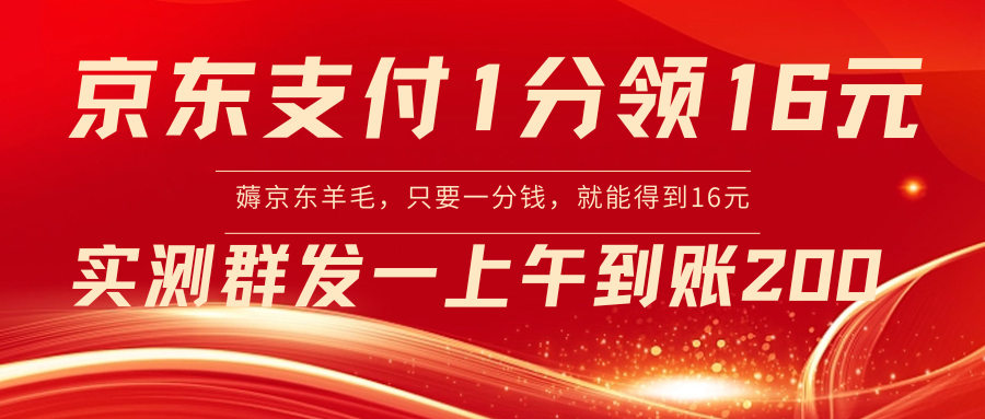 【副业8772期】京东活动：支付1分得16元实操到账200-易学副业