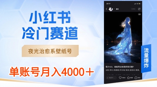 【副业8816期】小红书冷门赛道，夜光治愈系壁纸号，单号月入4000＋-易学副业