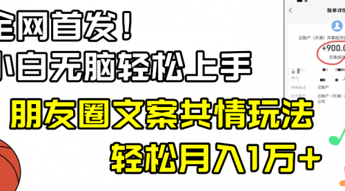 【副业8908期】小白轻松无脑上手，朋友圈共情文案玩法，月入1W+-易学副业