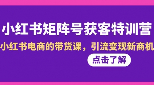 【副业8962期】小红书-矩阵号获客特训营-第10期，小红书电商的带货课，引流变现新商机-易学副业