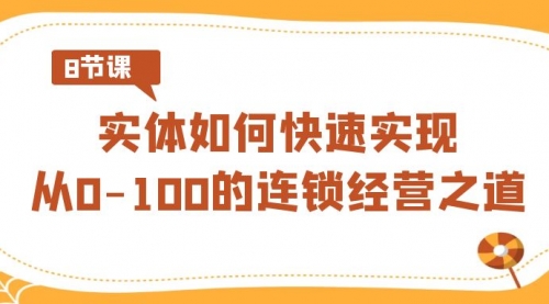 【副业8986期】实体·如何快速实现从0-100的连锁经营之道（8节视频课）-易学副业