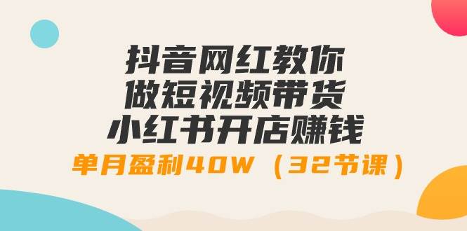 抖音网红教你做短视频带货+小红书开店赚钱，单月盈利40W（32节课）-易学副业