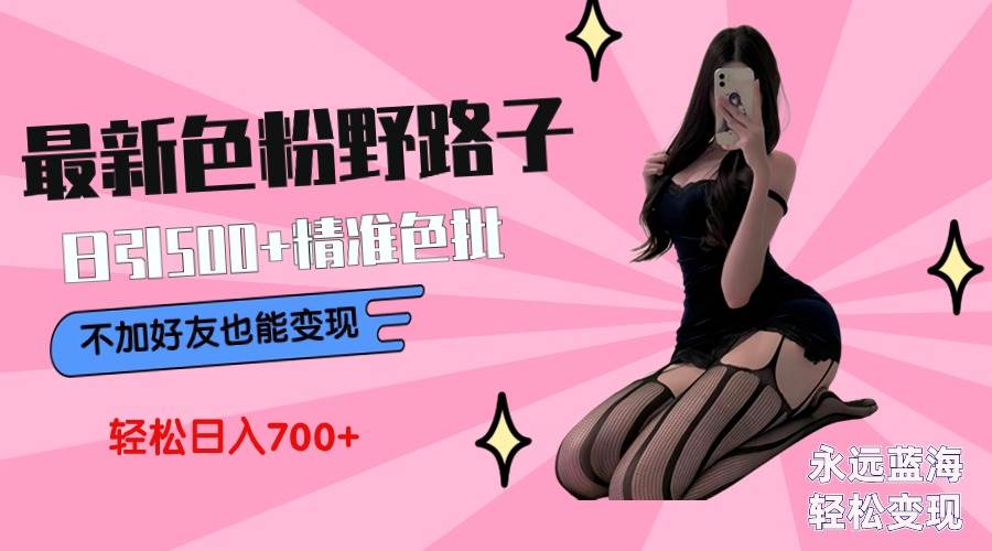 最新色粉变现野路子，日引500+老色批 可不加好友直接变现 小白轻松日入700+-易学副业