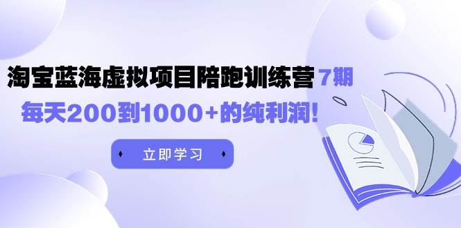 黄岛主《淘宝蓝海虚拟项目陪跑训练营7期》每天200到1000+的纯利润-易学副业