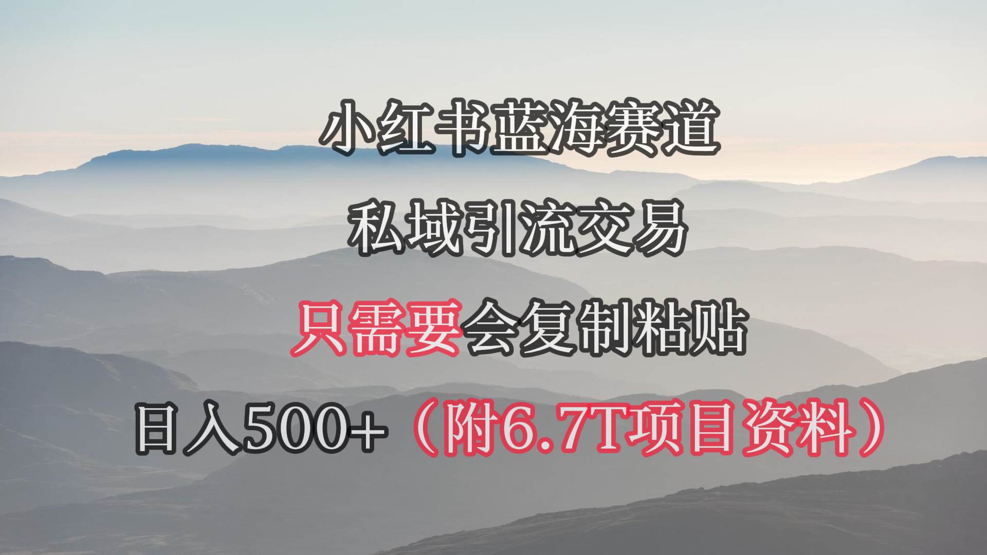 小红书短剧赛道，私域引流交易，会复制粘贴，日入500+（附6.7T短剧资源）-易学副业
