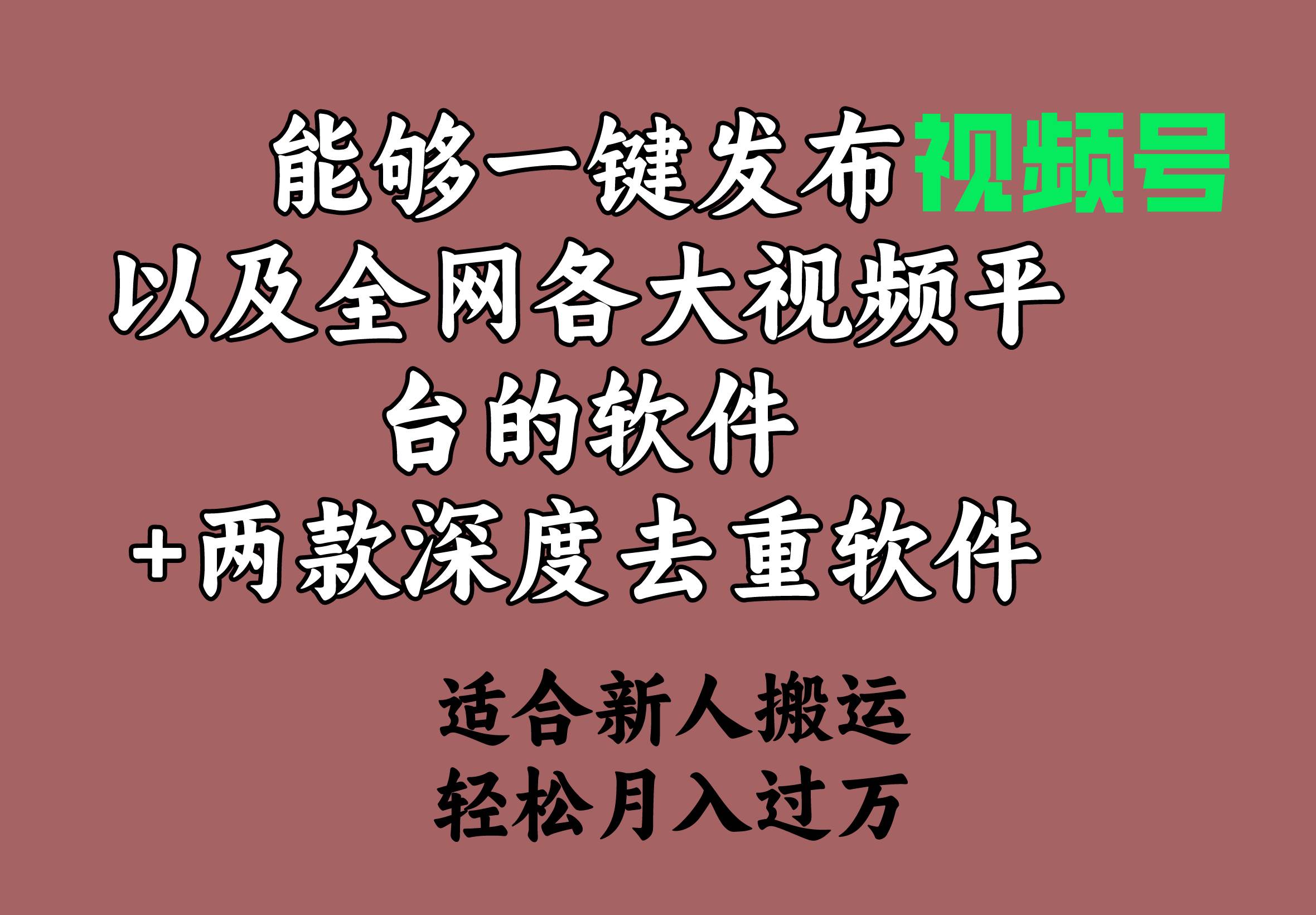 能够一键发布视频号以及全网各大视频平台的软件+两款深度去重软件 适合…-易学副业