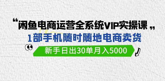 闲鱼电商运营全系统VIP实战课，1部手机随时随地卖货，新手日出30单月入5000-易学副业