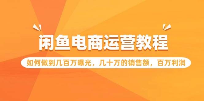 闲鱼电商运营教程：如何做到几百万曝光，几十万的销售额，百万利润-易学副业