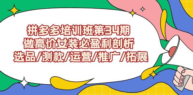 拼多多培训班第34期：做高价女装必盈利剖析  选品/测款/运营/推广/拓展-易学副业