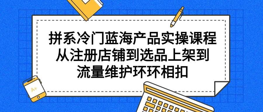 拼系冷门蓝海产品实操课程，从注册店铺到选品上架到流量维护环环相扣-易学副业
