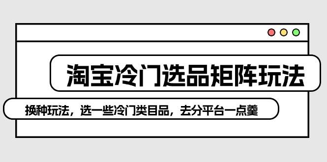 淘宝冷门选品矩阵玩法：换种玩法，选一些冷门类目品，去分平台一点羹-易学副业