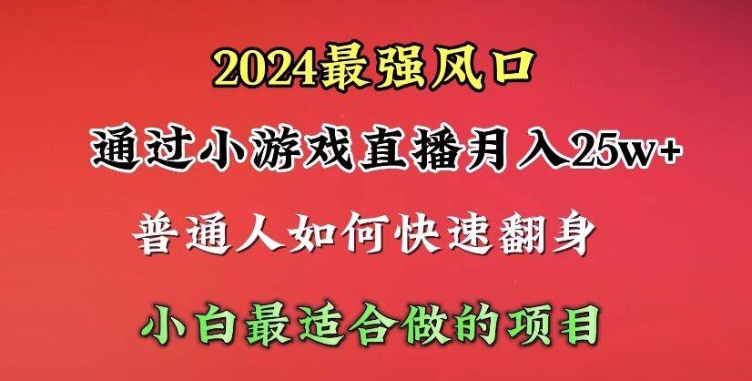 2024年最强风口，通过小游戏直播月入25w+单日收益5000+小白最适合做的项目-易学副业
