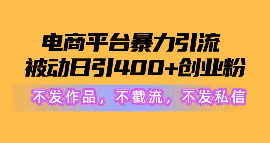 电商平台暴力引流,被动日引400+创业粉不发作品，不截流，不发私信-易学副业