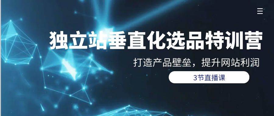 独立站-垂直化选品训练营，打造产品壁垒，提升网站利润（3节直播课）-易学副业
