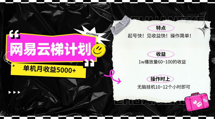 最新网易云梯计划网页版，单机月收益5000+！可放大操作-易学副业