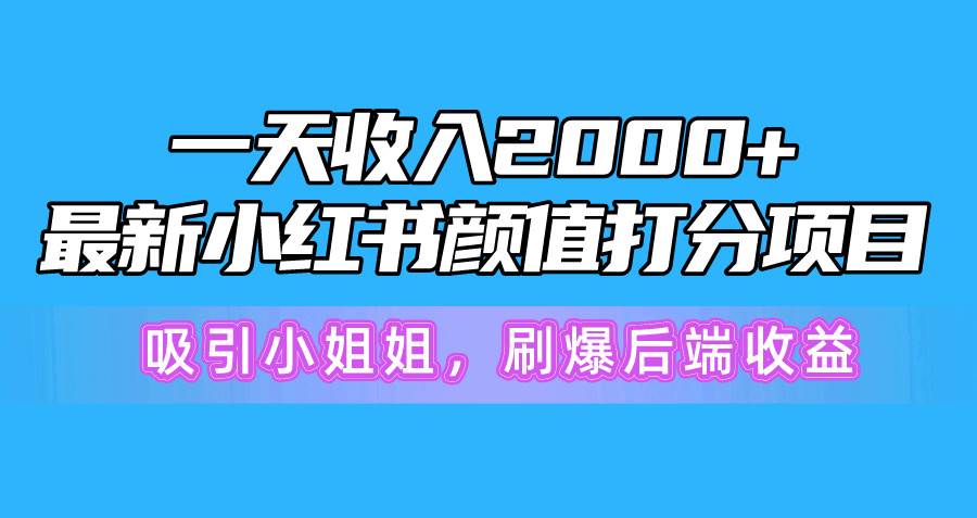 一天收入2000+，最新小红书颜值打分项目，吸引小姐姐，刷爆后端收益-易学副业