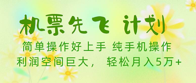 机票先飞计划！里程积分兑换机票售卖赚差价，利润空间巨大，小白月入5万+-易学副业