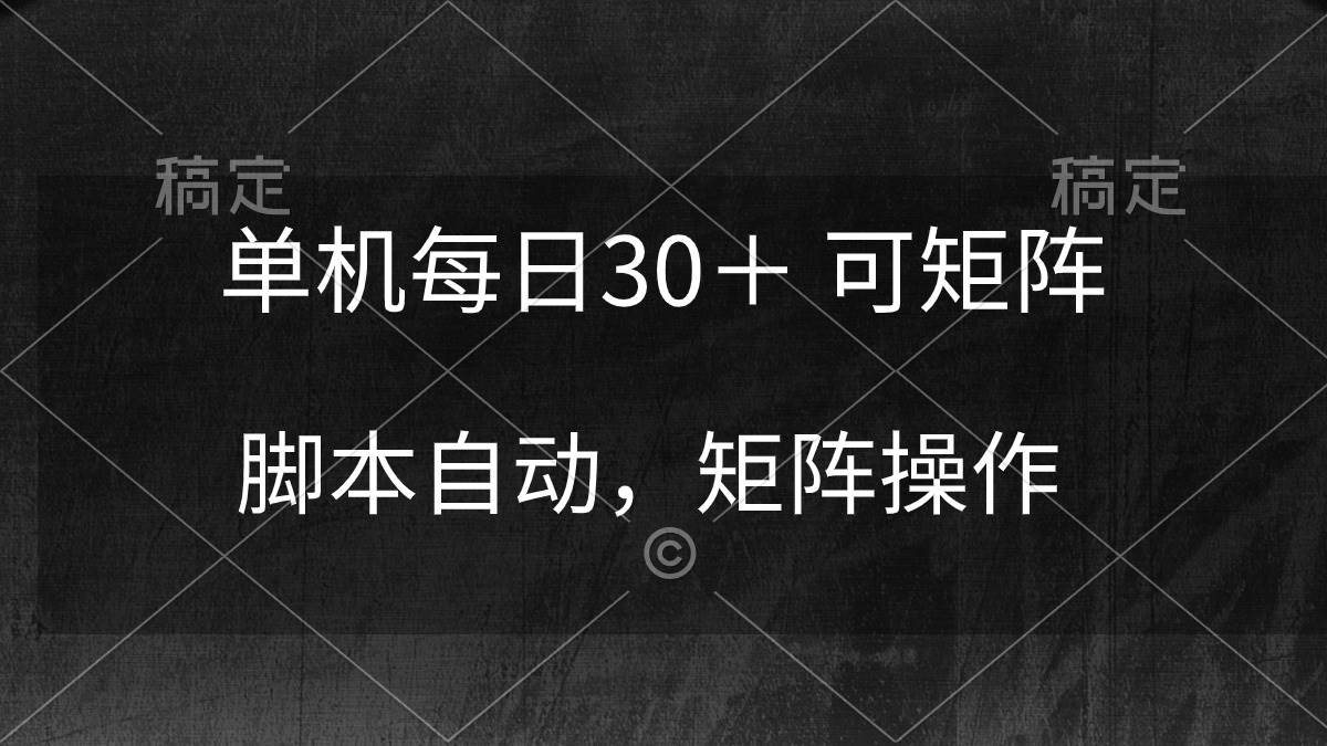 单机每日30＋ 可矩阵，脚本自动 稳定躺赚-易学副业