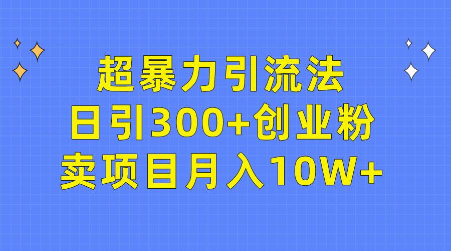 超暴力引流法，日引300+创业粉，卖项目月入10W+-易学副业