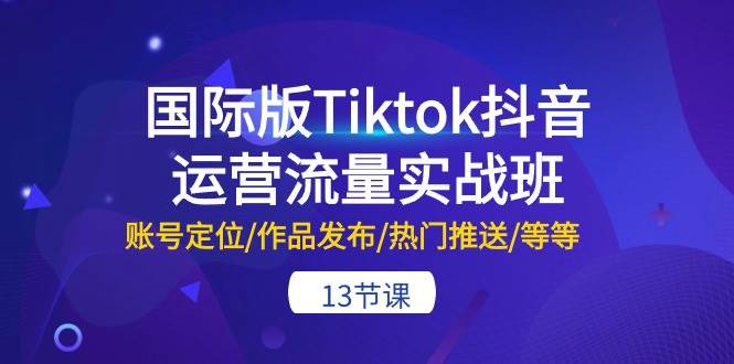 国际版Tiktok抖音运营流量实战班：账号定位/作品发布/热门推送/等等-13节-易学副业