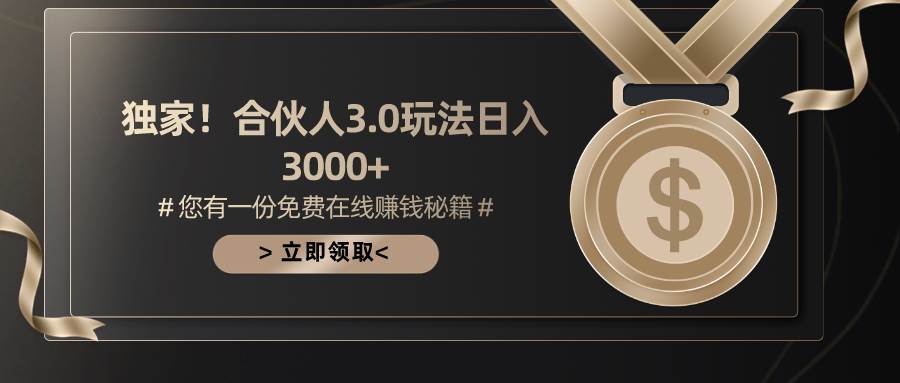 游戏合伙人3.0，日入3000+，无限扩大的蓝海项目-易学副业