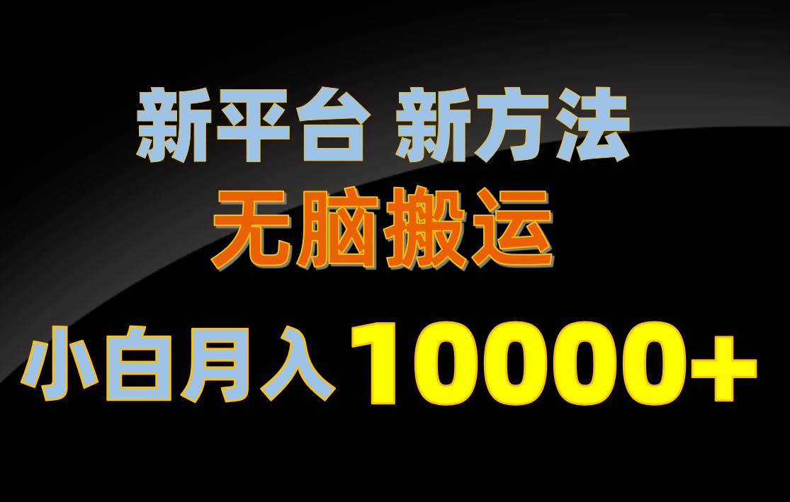 新平台新方法，无脑搬运，月赚10000+，小白轻松上手不动脑-易学副业