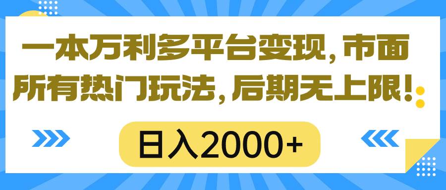 一本万利多平台变现，市面所有热门玩法，日入2000+，后期无上限！-易学副业