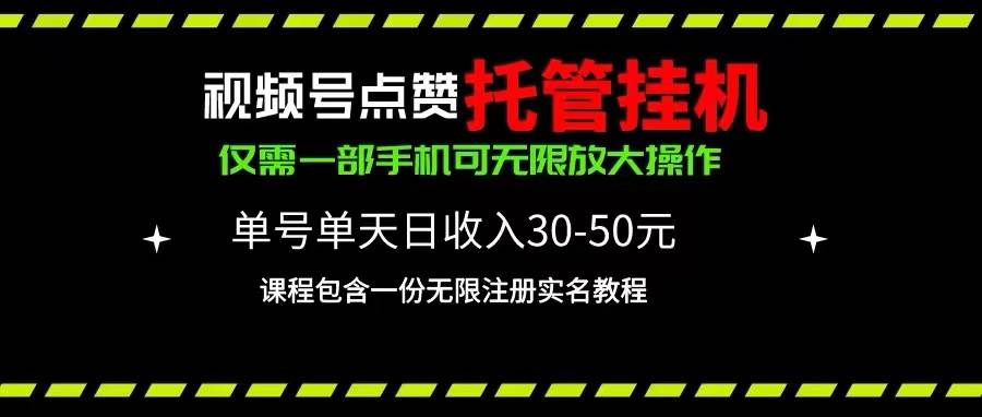视频号点赞托管挂机，单号单天利润30~50，一部手机无限放大（附带无限…-易学副业