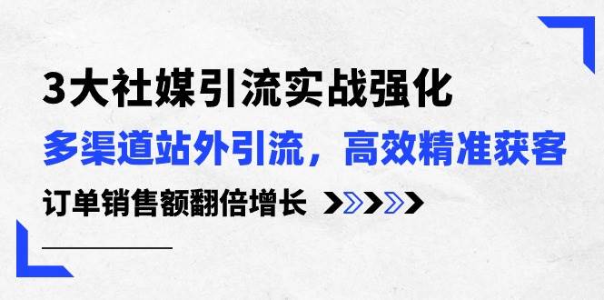 3大社媒引流实操强化，多渠道站外引流/高效精准获客/订单销售额翻倍增长-易学副业