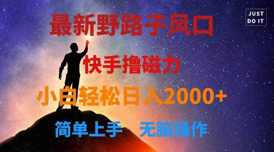 最新风口！快手撸磁力，野路子，小白无脑操作日入2000+-易学副业