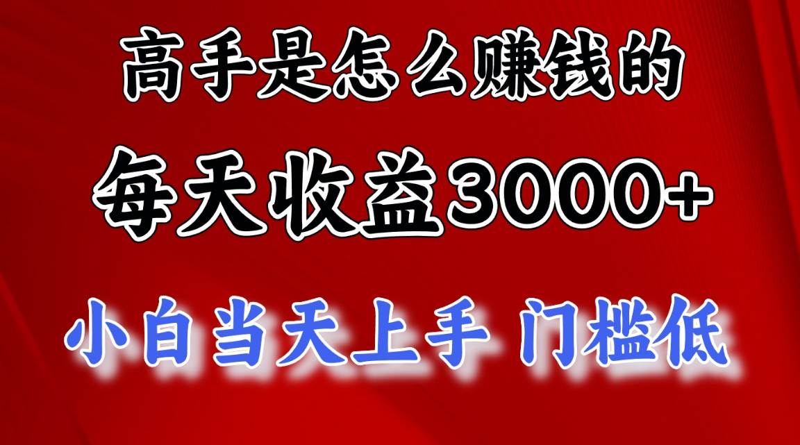 高手是怎么赚钱的，一天收益3000+ 这是穷人逆风翻盘的一个项目，非常稳…-易学副业