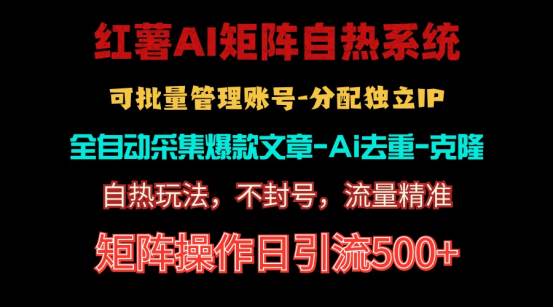 红薯矩阵自热系统，独家不死号引流玩法！矩阵操作日引流500+-易学副业