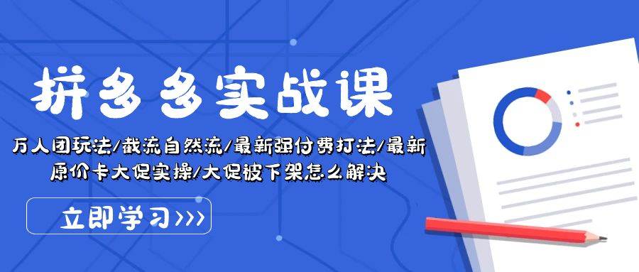 拼多多·实战课：万人团玩法/截流自然流/最新强付费打法/最新原价卡大促..-易学副业